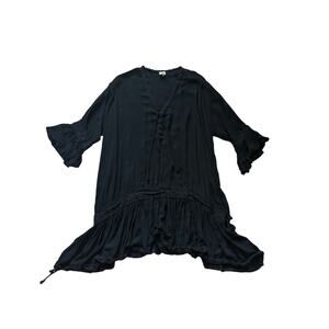 Surf Gypsy Embroidered Crochet Cover UP Womens S Black Rayon Beachy Coastal Soft